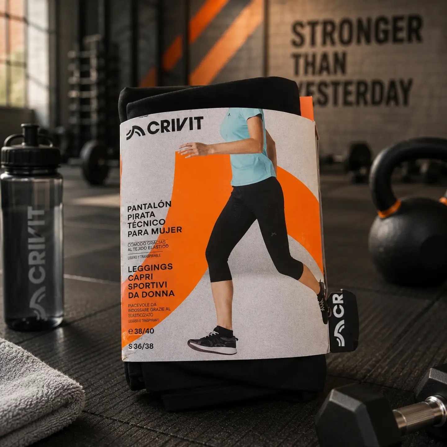 نیم‌لگ ورزشی زنانه کریویت (CRIVIT) | مشکی بغل زیپ‌دار